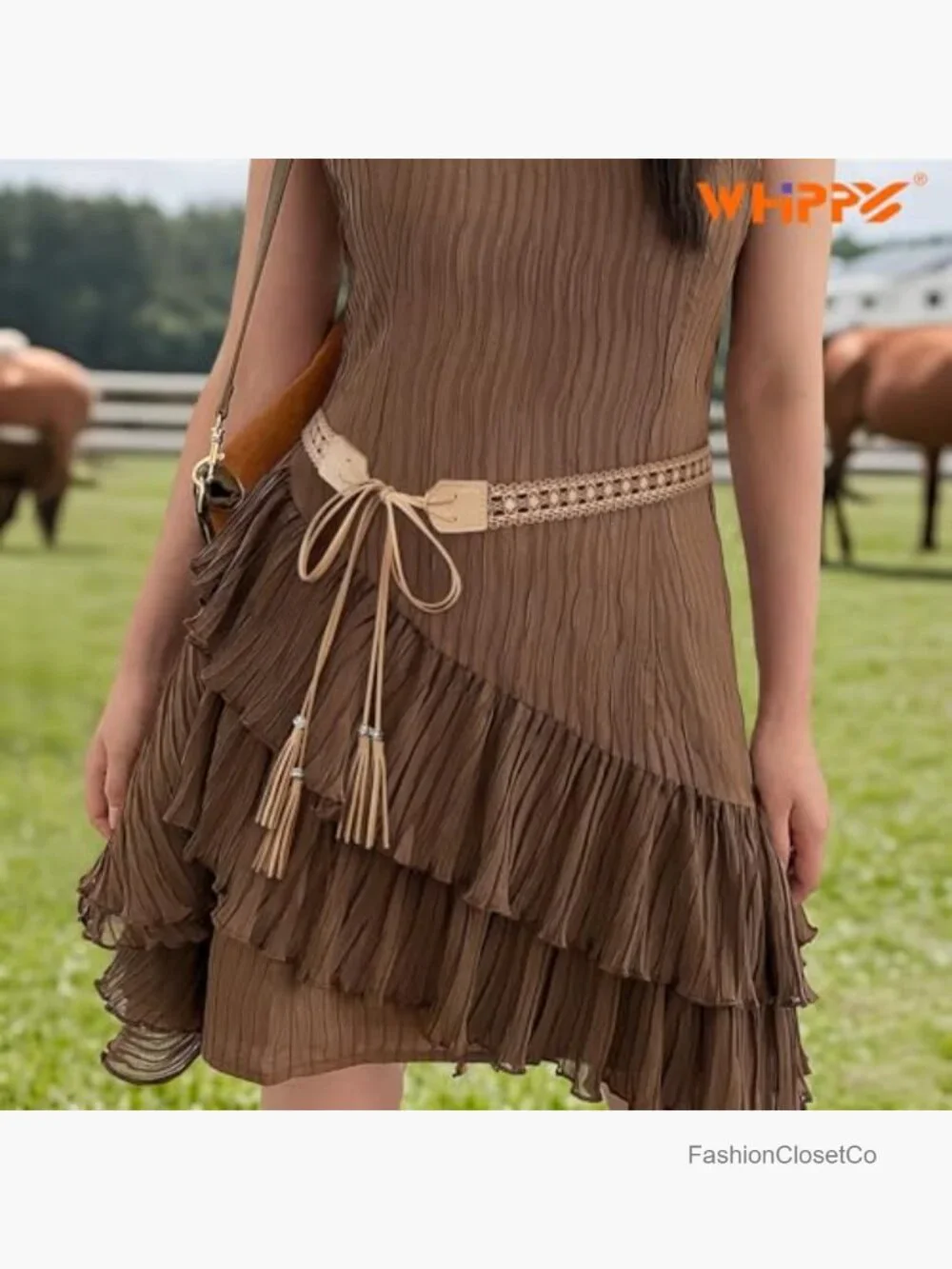 Boho Braided Tassel Belt Women Western Cowgirl Woven Sash Hollow Floral Wax Rope